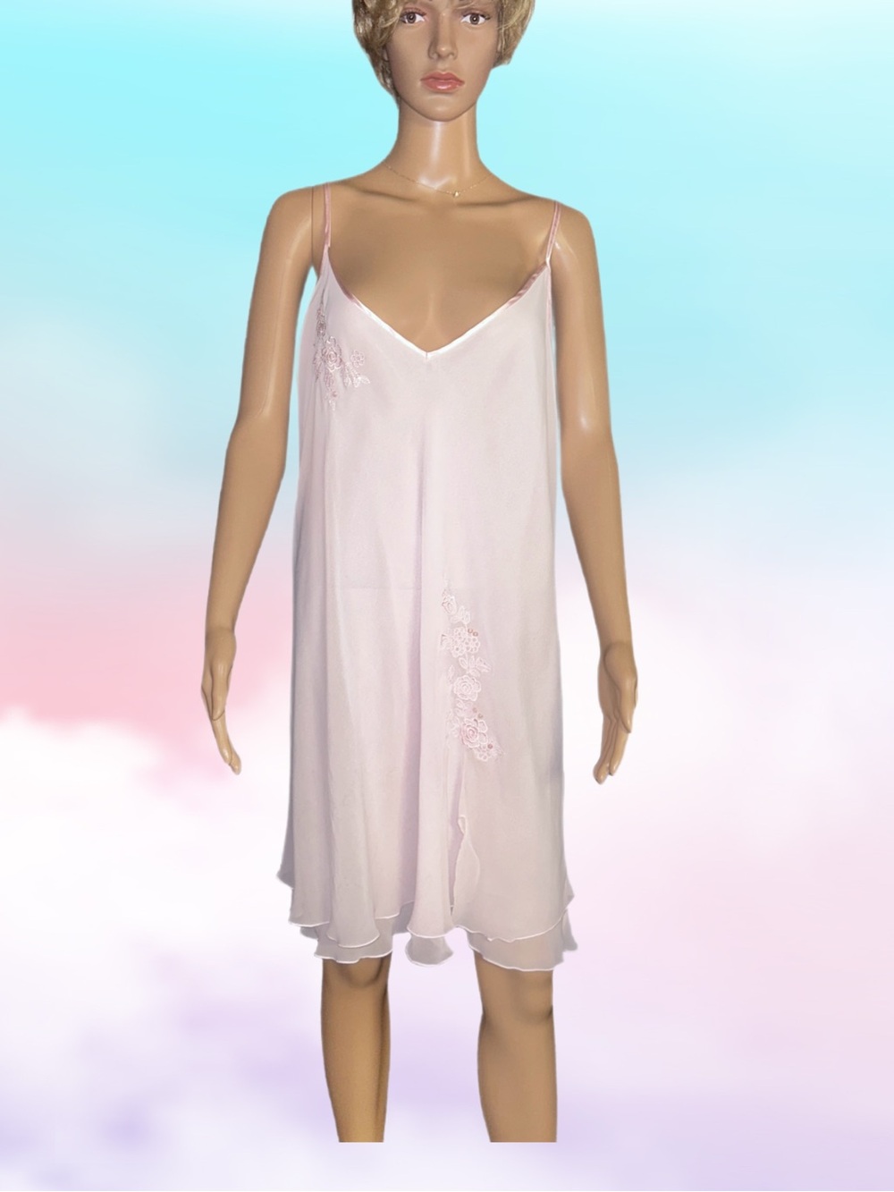 Secret Treasures ~ 3 X-Large ~ Pink ~ Sequins ~ Sheer ~ Babydoll Nightgown